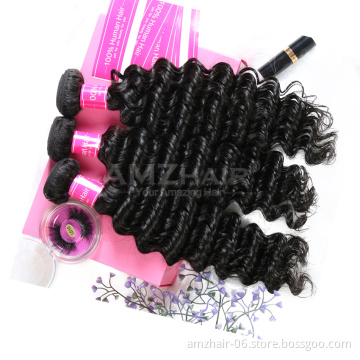 Grade 10A Raw Brazilian Remy Deep Wave Human Hair 3 4 Bundles Wholesale Virgin Cuticle Aligned Human Hair Extension Vendors